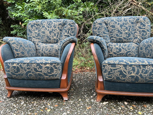 2 kersenhouten jugendstil fauteuils 