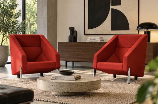 2 design fauteuils van Niels Gammelgaard voor Fritz Hansen. In nieuwstaat