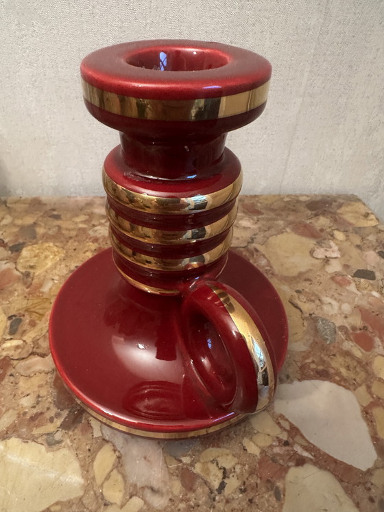 Image 1 of Bougeoir debut années 50 en céramique St-Clement Bordeaux Rehaussé d’ Or