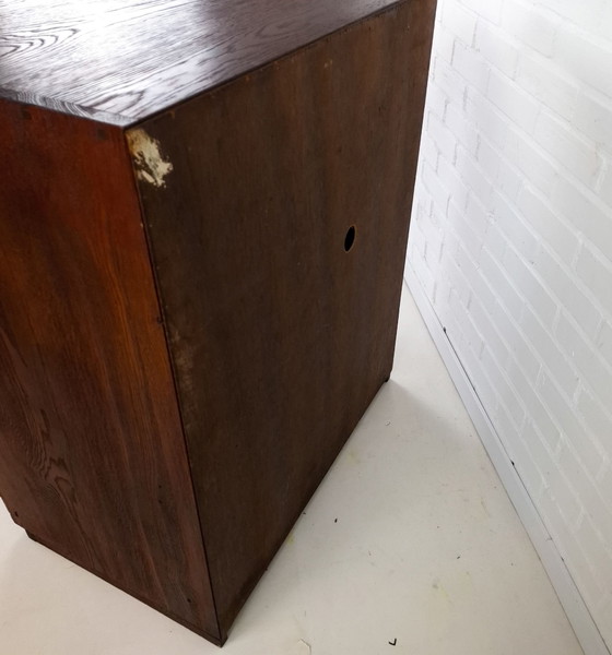 Vintage brutalist sideboard rough dark brown wood (photo 12 of 13)