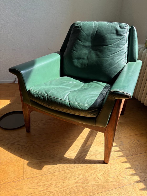 Zeldzame Mid-Century Set: 4x Bovenkamp Lounge Chairs (Groen Leer) + Bijpassende Tafel - Jaren '60 (Gemerkt) (photo 8 of 18)