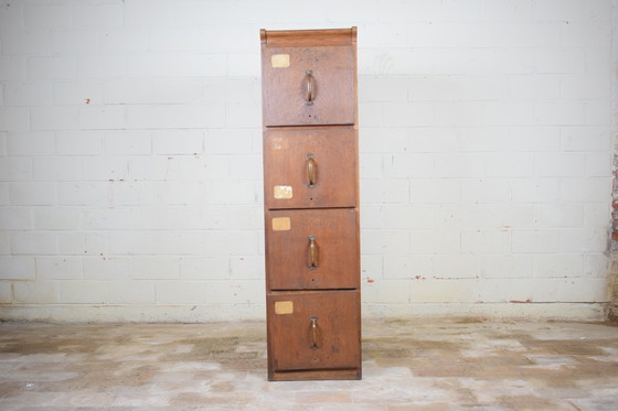 Image 1 of Antique Wooden Drawer Cabinet File Cabinet