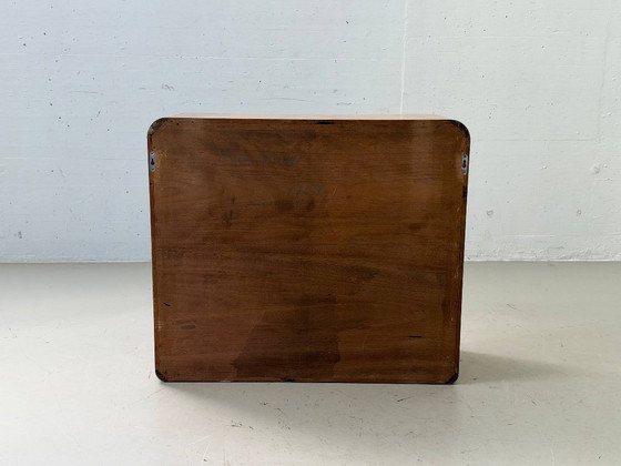 Art Deco Display Cabinet – Walnut, Glass Sliding Doors, 1940s – Storage cabinet, Wood (photo 10 of 17)
