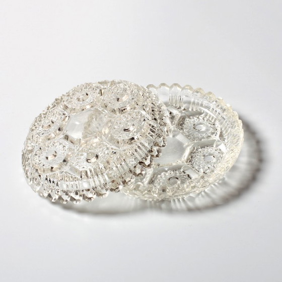 Image 1 of Sieradendoos van geperst glas uit het midden van de 20e eeuw / Geometrische bonbonpot