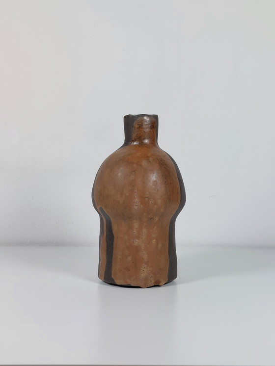 Image 1 of Vaso d'artista in ceramica vintage organica con smalto fluido, anni '80