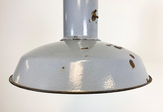 Image 1 of Suspension industrielle en émail gris, style années 1950
