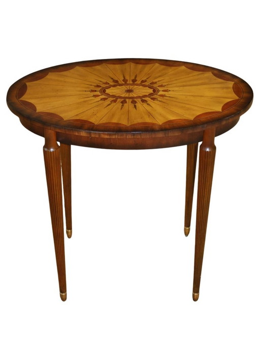 Mesa auxiliar: Excepcional mesa de pedestal Maitland-Smith Prestige – Marquetería artística