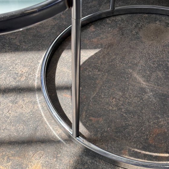 Image 1 of Milo Baughman Style Chrome and Glass Coffee Table, 1990