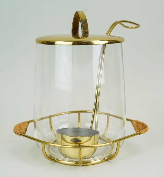 Image 1 of elegante set di ciotole PUNCH di metà secolo con 6 bicchieri e centrotavola, anni '50