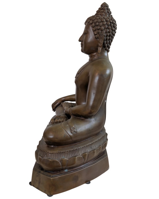 Imponente Statua di Buddha Thai – Stile Ayutthaya – 12 kg Ottone Fuso a Mano – Sculture, Brass (photo 7 of 10)