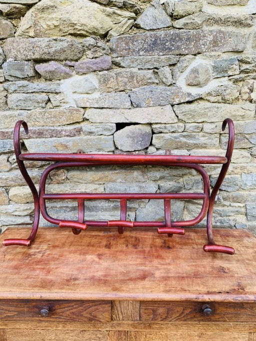 Appendiabiti da parete antico in legno curvato