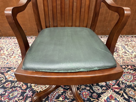 Englischer Klassischer Bürostuhl – Bürostühle, Leather, Wood (photo 6 of 7)