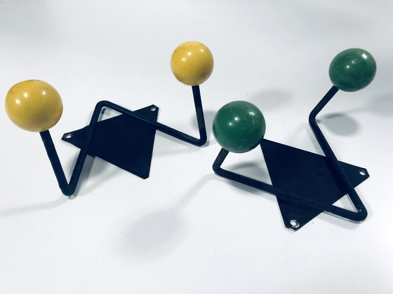 Image 1 of Vintage kapstokken - Staal & Hout - 1950