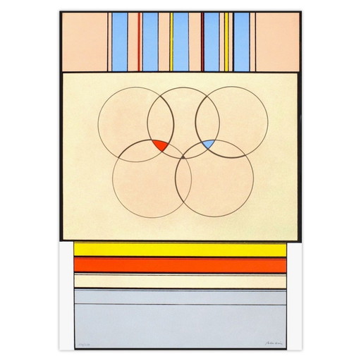 Carmelo Arden-Quin Signed Screenprint Anneaux Olympiques 1992 – lithos zeefdrukken, Paper