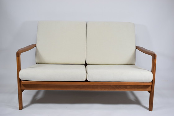 Image 1 of Scandinavian Two-Seater Sofa, Creme Fabric