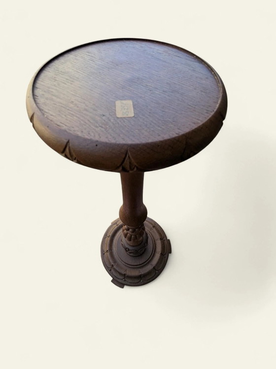 Rare! Vintage Plant Stand – Hand-turned Dark Wood, Mid-Century/Farmhouse Style, Display Table for Vases, (photo 9 of 10)