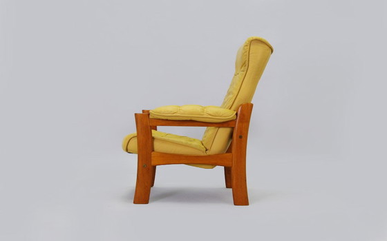 Image 1 of Yellow Leather Armchair, Danish Design, 1960S, Production: Denmark