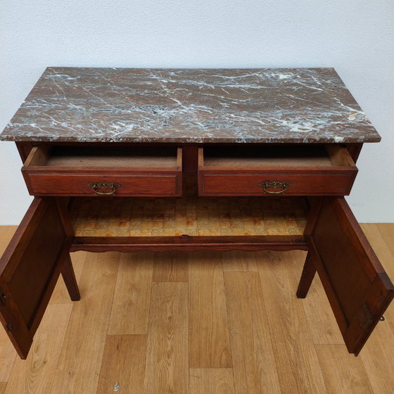 Image 1 of Vintage antique sideboard, wall unit, chest of drawers, bathroom vanity with marble top