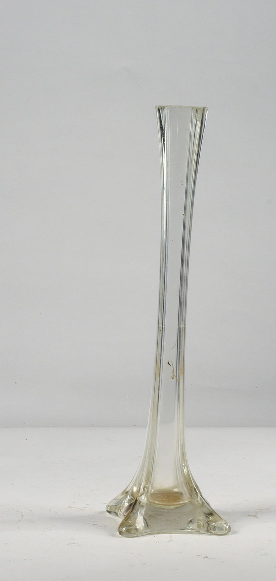 Vaso alto 40 cm vetro smussato base quadrata Italia 1950 – Vasi (photo 3 of 6)