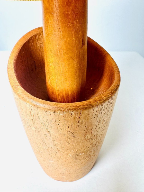 Model 2020 Cylindrical Desk Lamp in Wood by Markslöjd AB, Sweden, 1960s – Table lamps, Textile (photo 6 of 7)