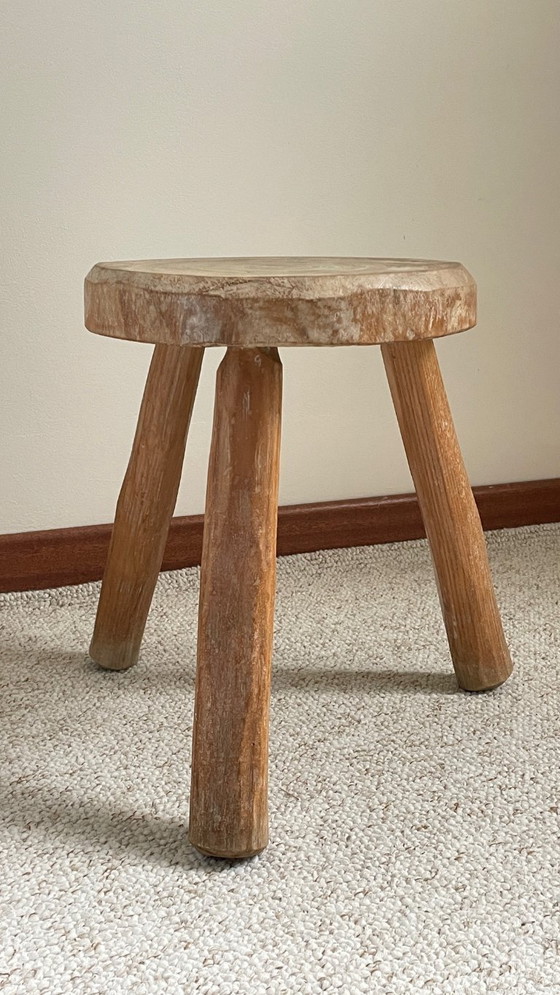 Image 1 of TABOURET Tripode BOIS Massif Vintage