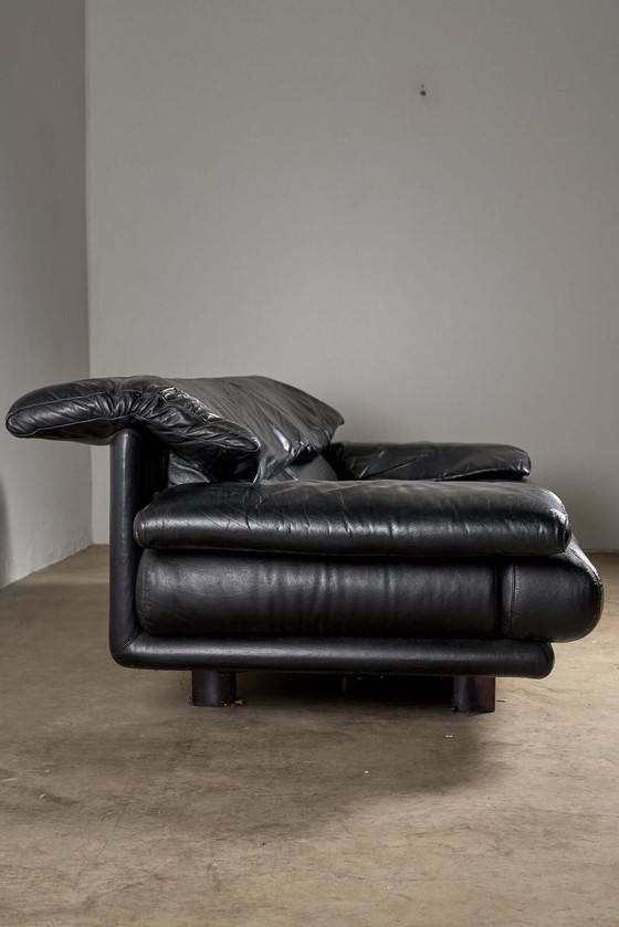 Divano B&B Italia Alanda di Paolo Piva – Pelle Nera – Vintage Anni '80 – Divani 2 posti, Leather (photo 3 of 5)