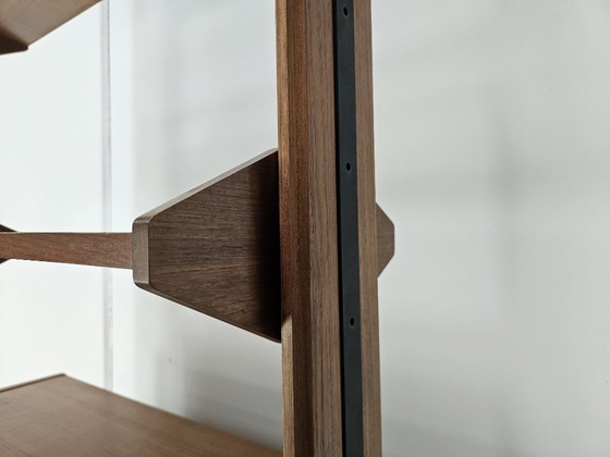 Image 1 of 1960s teak floor/sky bookcase with shelves and compartment