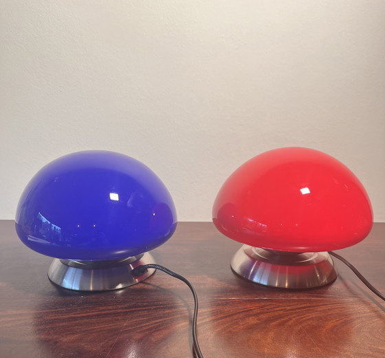 Image 1 of Linhai Junis Touch Mushroom Lamps Blue and Red