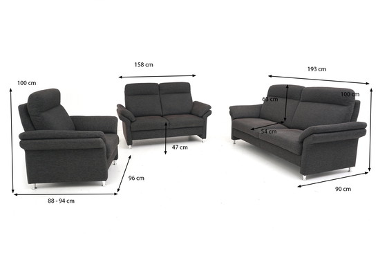 Image 1 of Himolla set set couch sofa three seater two seater armchair fabric brown