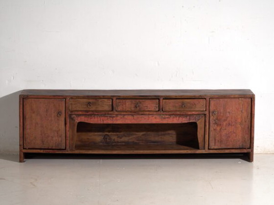 Antico mobile basso laccato rosso in pino – Cina, circa 1900 – Credenze, Iron (photo 36 of 40)