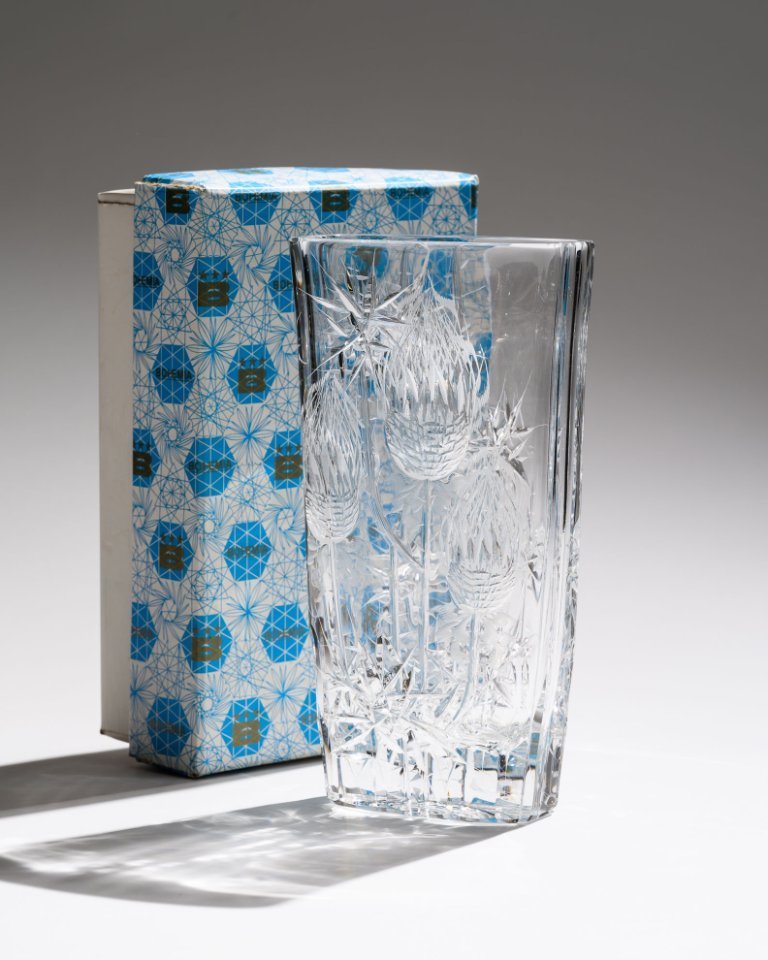 Bohemia Crystal “Thistle” Vase by Josef Švarc Poděbrady Bohemia