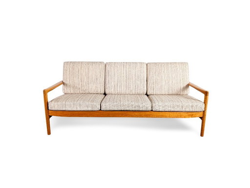Divano di metà secolo, divano a tre posti, rovere, design danese vintage