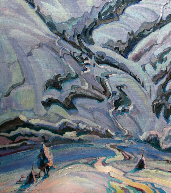 Original Oil Painting Landscape Mountain Patterns – Paintings & Drawings, Canvas (photo 4 of 5)