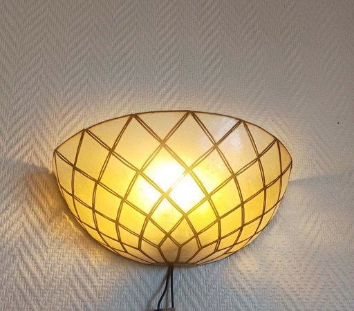 Aplique de pared Art Déco de nácar – wandlampen, Brass, Vintage (photo 2 of 8)