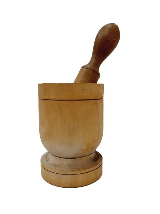 Vintage Wood Mortar and Pestle