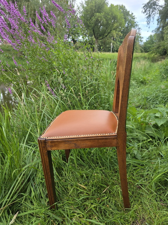 Image 1 of Set Van 6 Amsterdamse School Eetkamerstoelen | Jaren 20