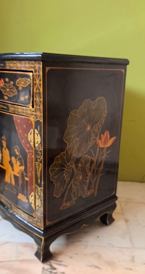 Tavolino orientale antico., Comodini, Legno, Ottone, Nero (foto 5 di 8)