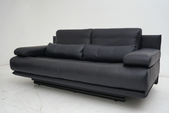 Rolf Benz 6500 Set Sofà Tre posti Due posti Pelle blu scuro (foto 6 di 13)