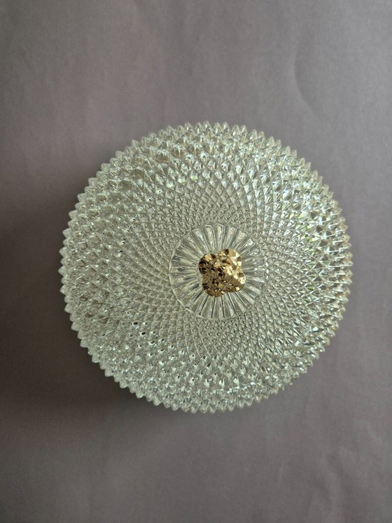 Image 1 of Glashütte Limburg Plafoniere Pressglas Vintage Ceiling Lamp Retro