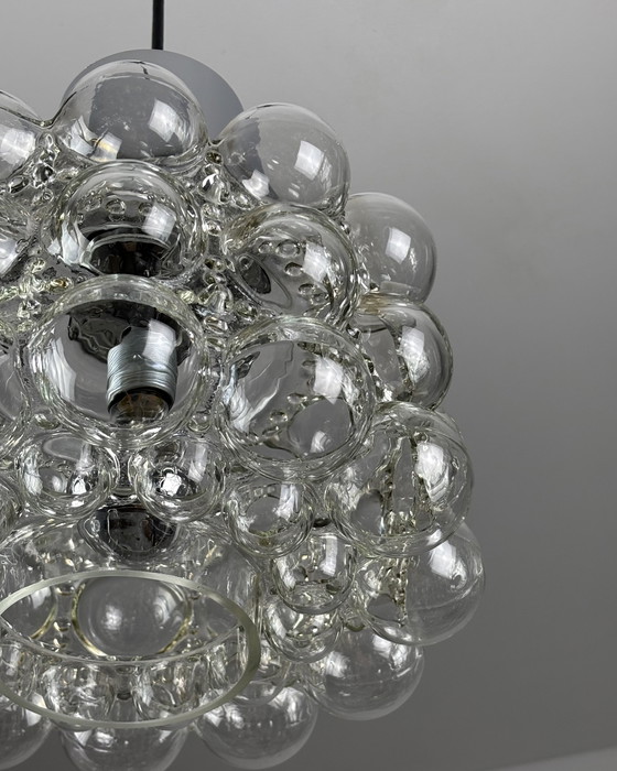 Image 1 of Années 1960, Helena Tynell pour Limburg, Lampe vintage du milieu du siècle, Verre à bulles, Suspension, Allemagne, Minimalisme, 