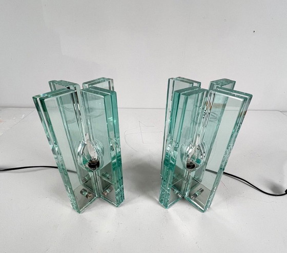 Image 1 of Set van 2 tafellampen/glasobjecten van Giorgio Reggiori voor Gallotti & Radice, jaren 1960, Italië