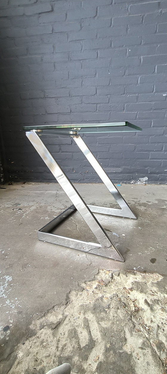 Image 1 of Tavolino postmoderno Gebra in vetro cromato