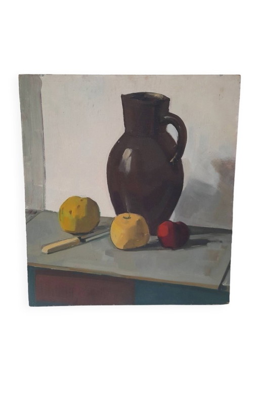 Still life with jug and fruit, after Oscar Verpoorten – schilderijen tekeningen, Wood