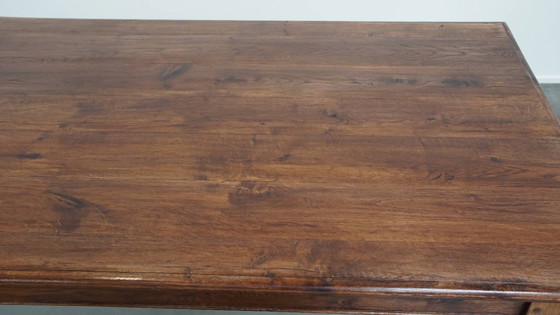 Image 1 of Table de salle à manger ancienne en chêne du début des années 1900 avec plateau rabattable d'un côté