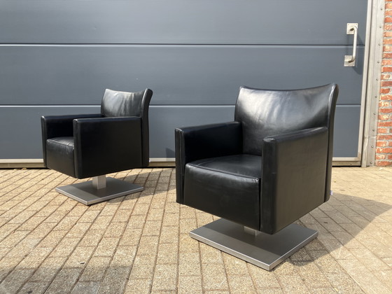 Image 1 of 2x sedie laterali Jori Kubolo in pelle nera Condizioni ottimali!!!