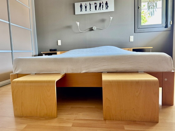 Image 1 of Auping 'Auronde' bedcombinatie+nachtkastjes+aanhaak tafeltjes