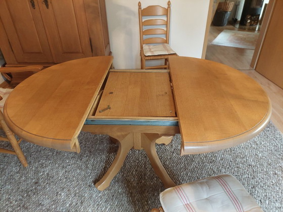 Image 1 of Dining room set, farmhouse style, solid oak