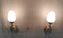 Articulated wall lights in brass and opaline glass - mid-20th century
