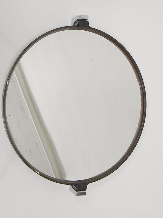 Image 1 of Miroir mural rond et pivotant, couleur ambre