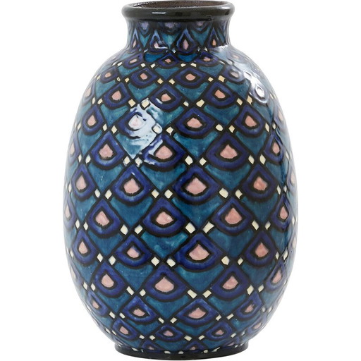 Vase vintage en céramique émaillée Art Déco par Paul Jacquet, France 1930